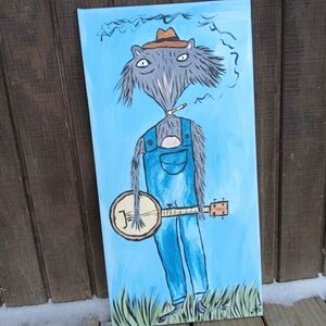 Possum Playing Banjo Painting Art